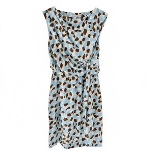 Diane von Furstenberg Light Blue Print Sleeveless Silk Dress Size 4